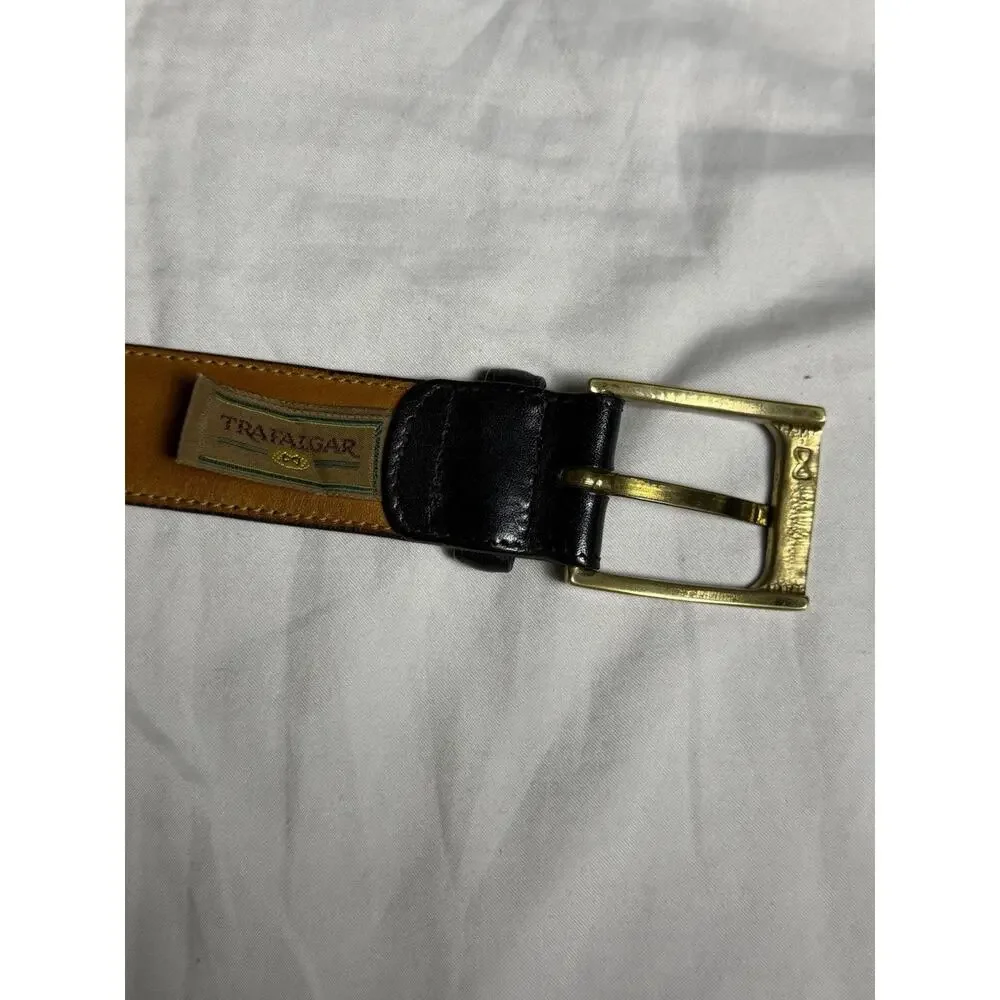 Trafalgar Dress Belt Mens Size 40 Black Hand Polished Cortina Leather Made USA